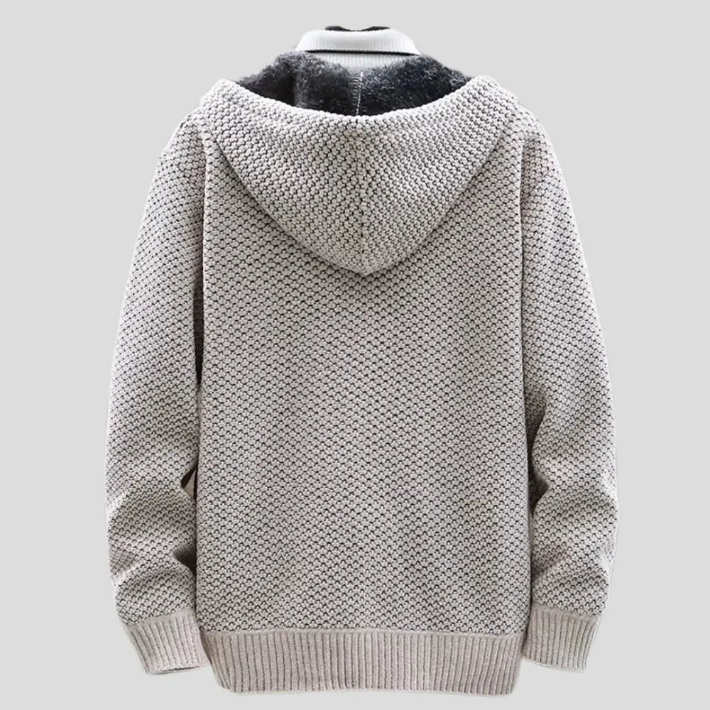 Men's Fleece Knit Zip Hoodie-MODAUTLET