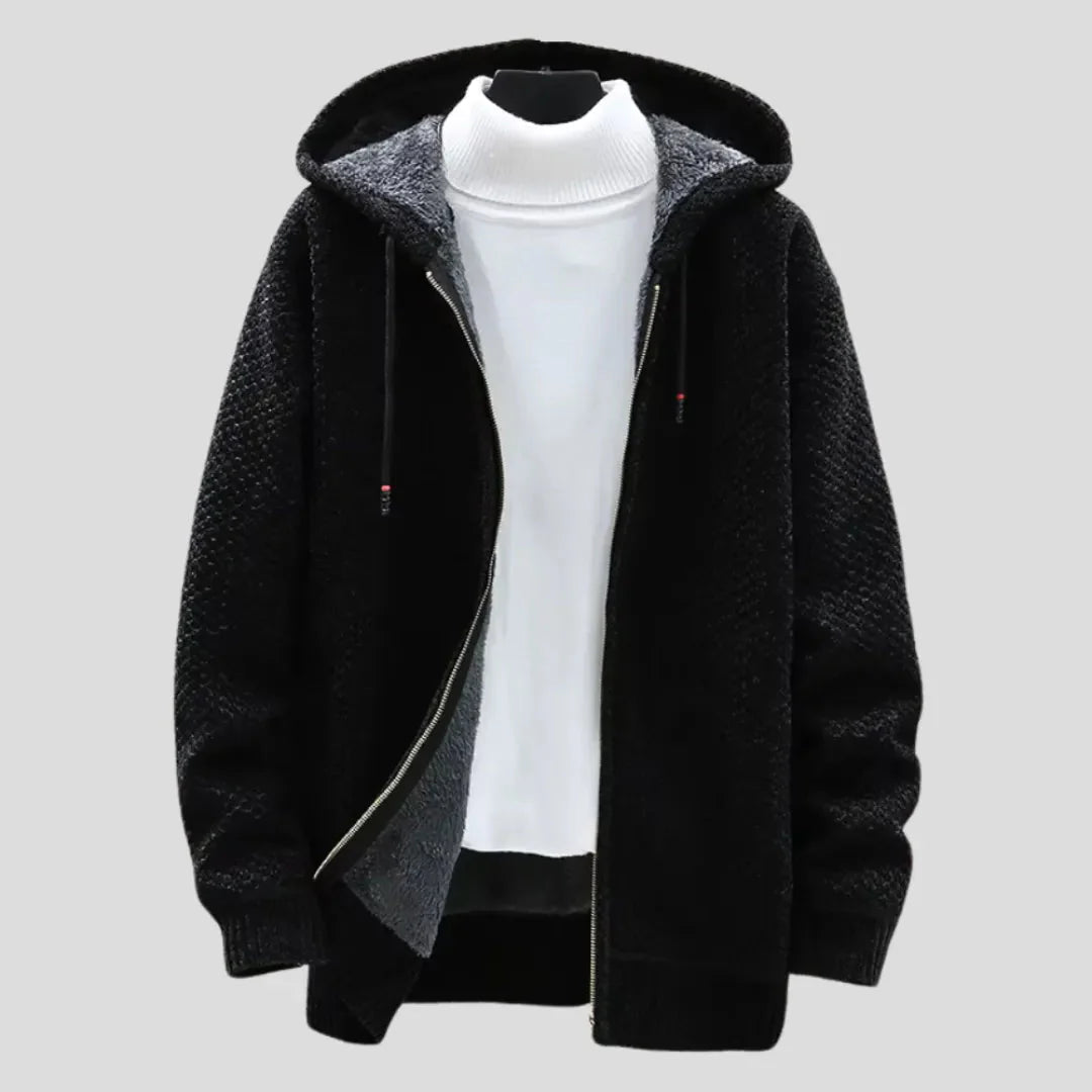 Men's Fleece Knit Zip Hoodie-MODAUTLET