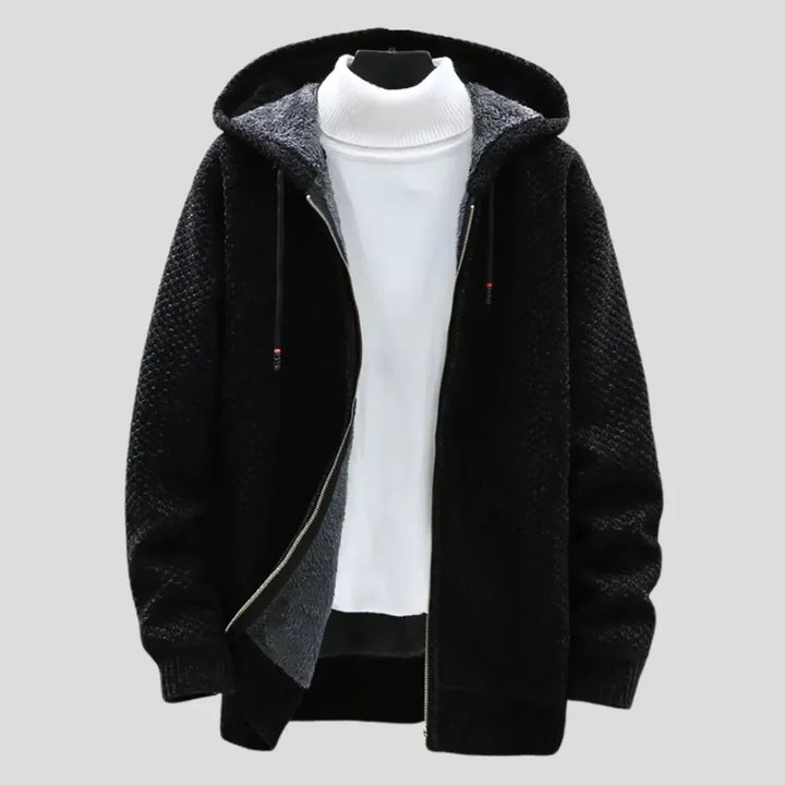 Men's Fleece Knit Zip Hoodie-MODAUTLET