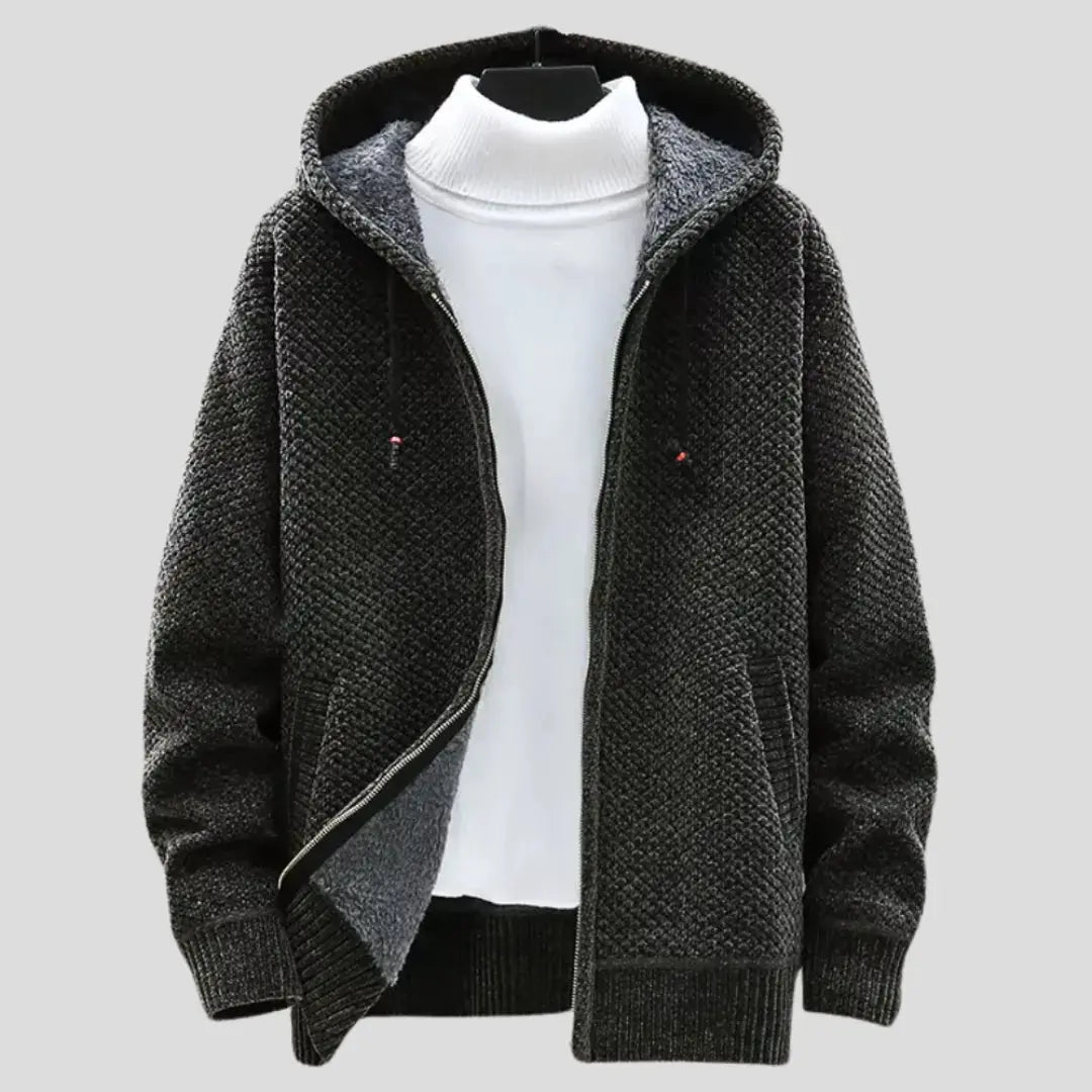 Men's Fleece Knit Zip Hoodie-MODAUTLET