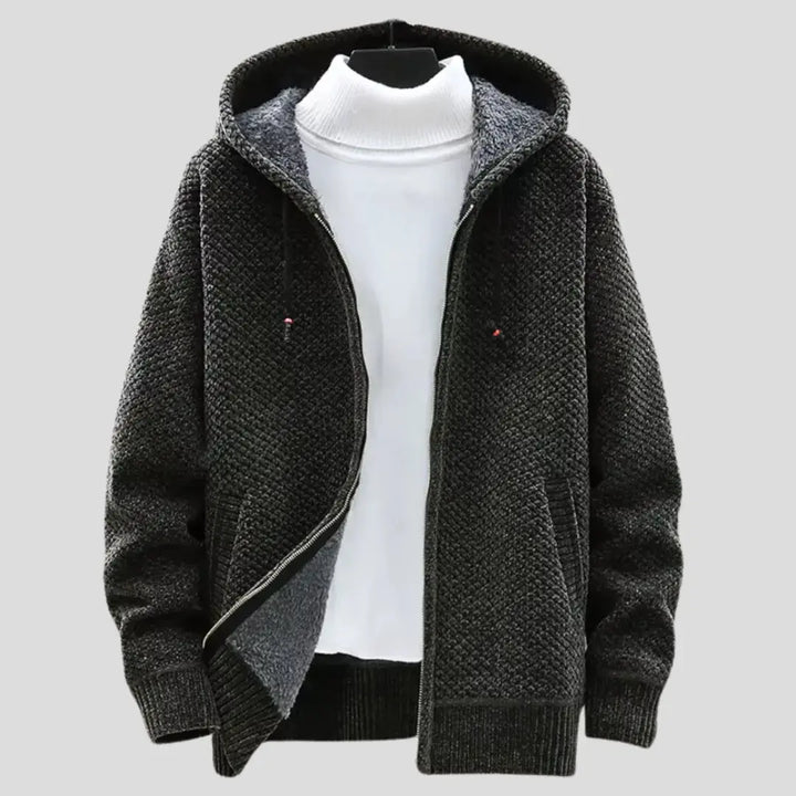 Men's Fleece Knit Zip Hoodie-MODAUTLET