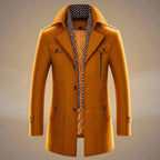 Men's Long Wool Overcoat - Stylish & Warm Outerwear Cognac Brown