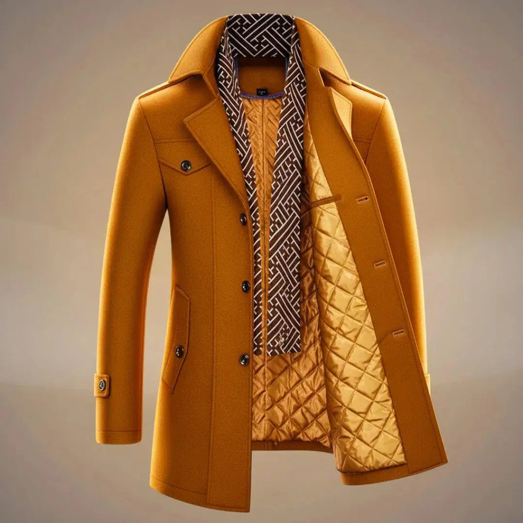 Men's Long Wool Overcoat - Stylish & Warm Outerwear