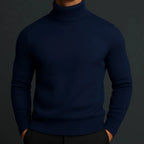 Men's Merino Wool-Blend Turtleneck Sweater Blue