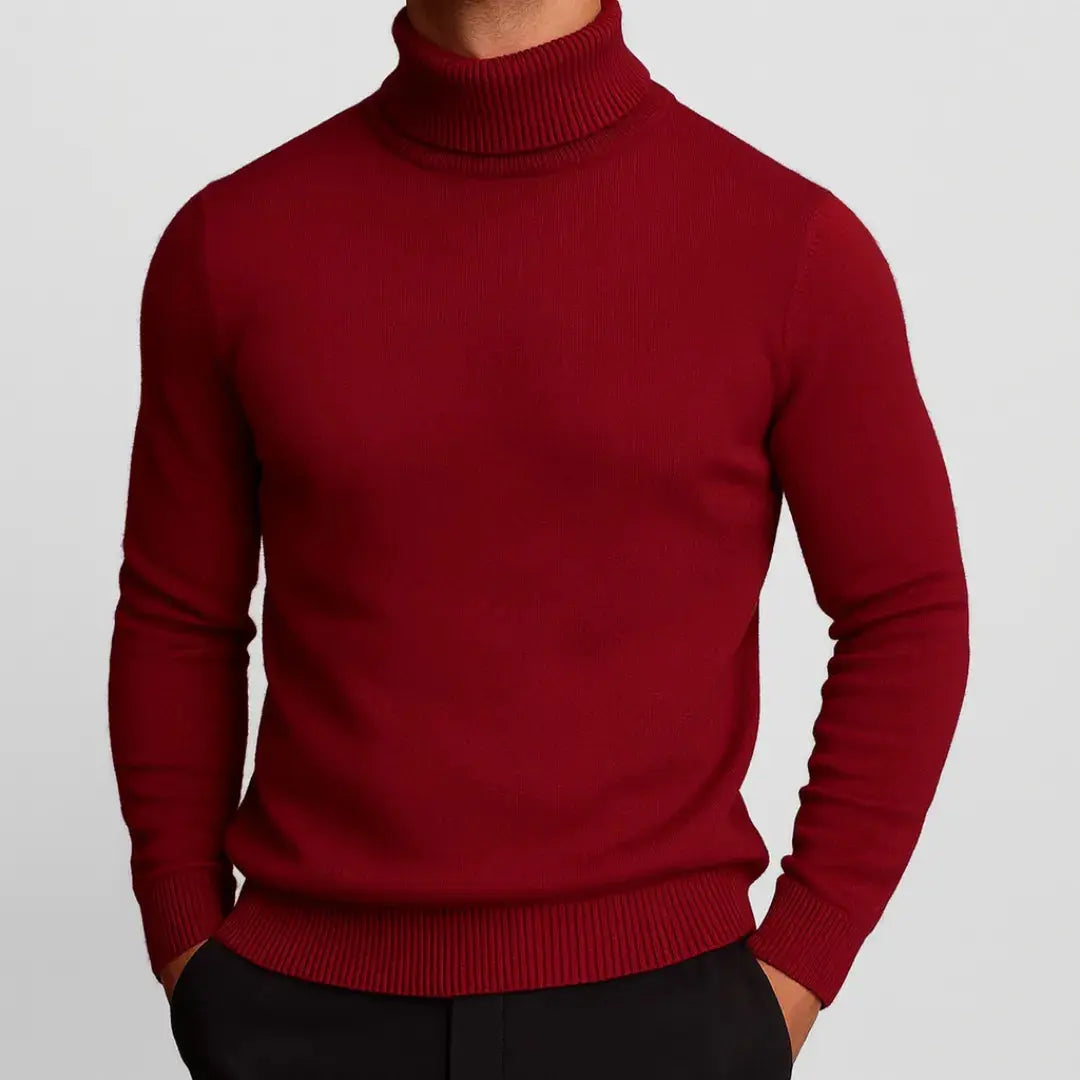 Men's Merino Wool-Blend Turtleneck Sweater Red