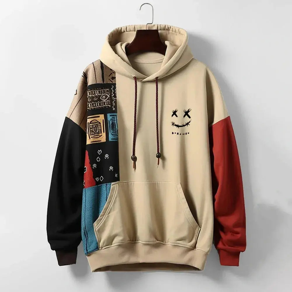 Men's Multi-Panel Graphic Hoodie-MODAUTLET