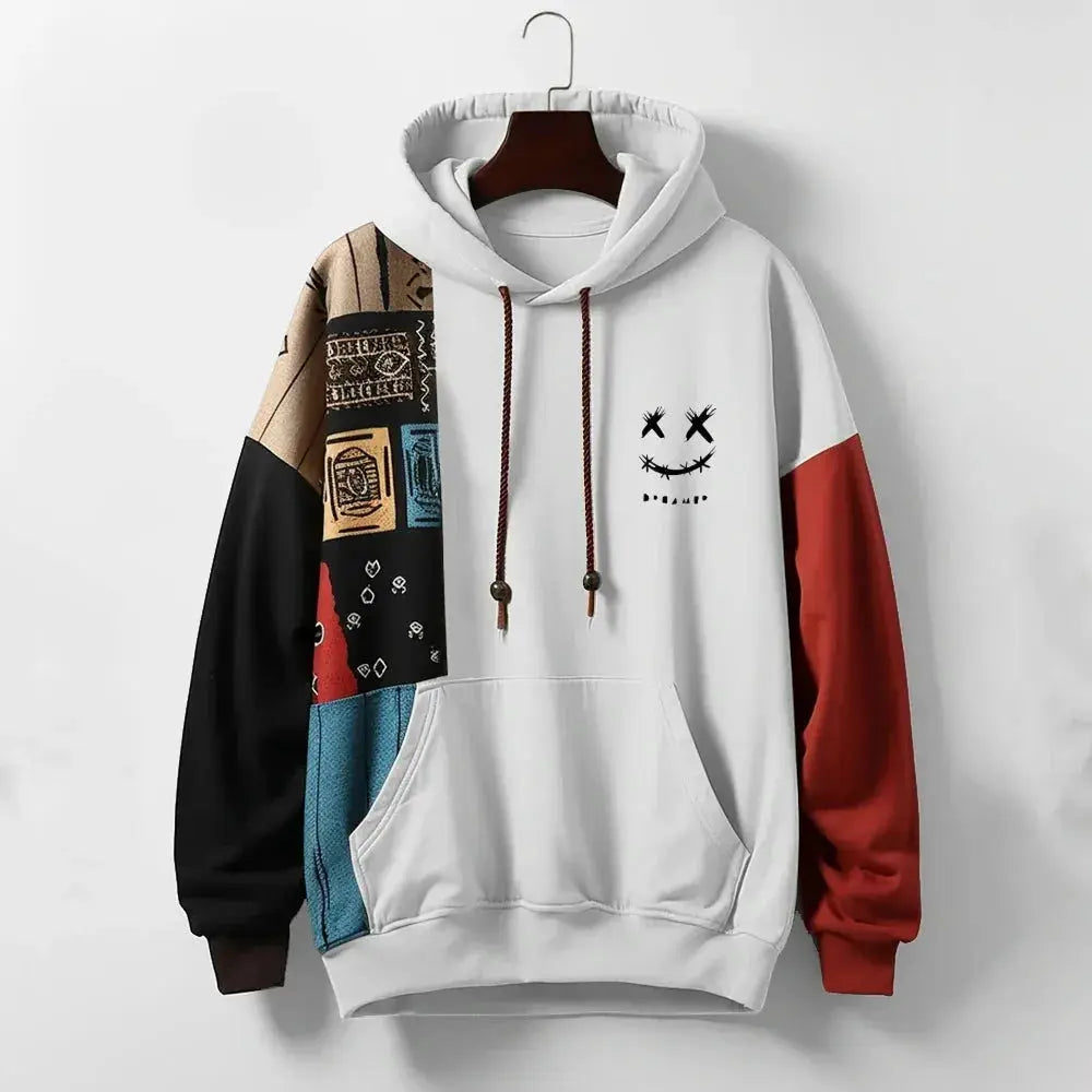 Men's Multi-Panel Graphic Hoodie-MODAUTLET