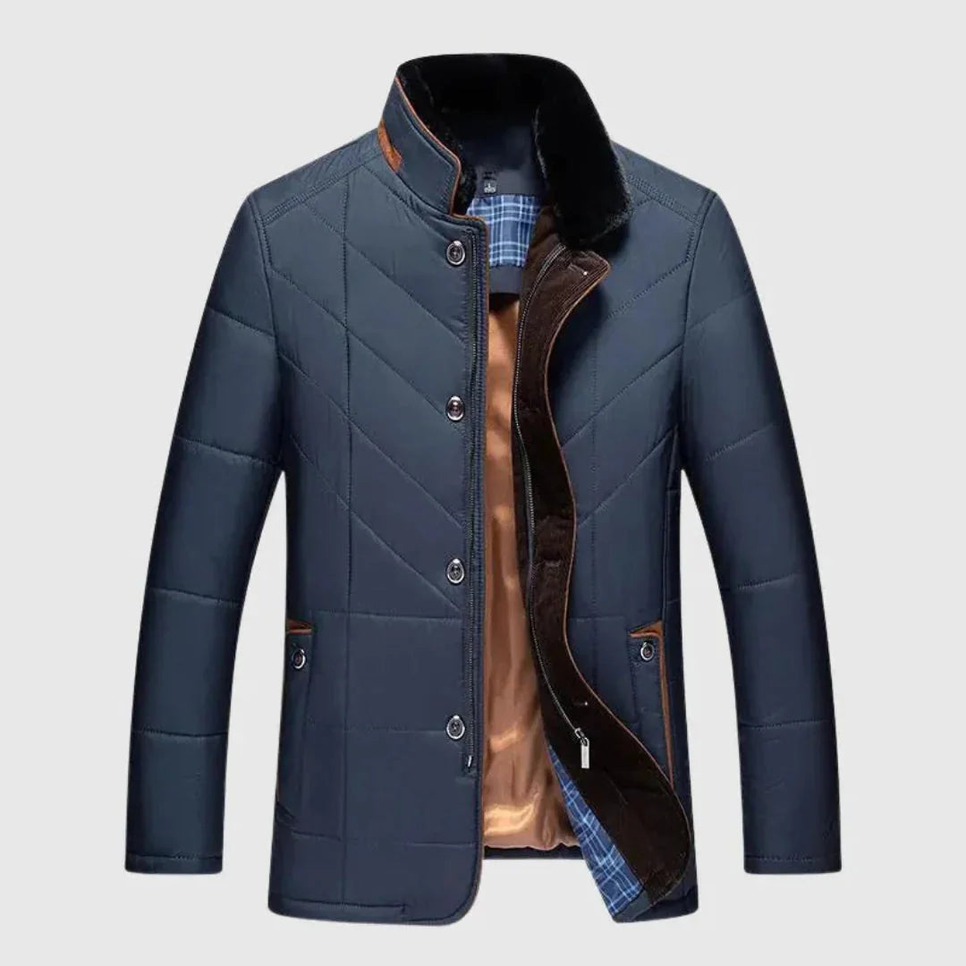 Men's Quilted Padded Winter Jacket Blue