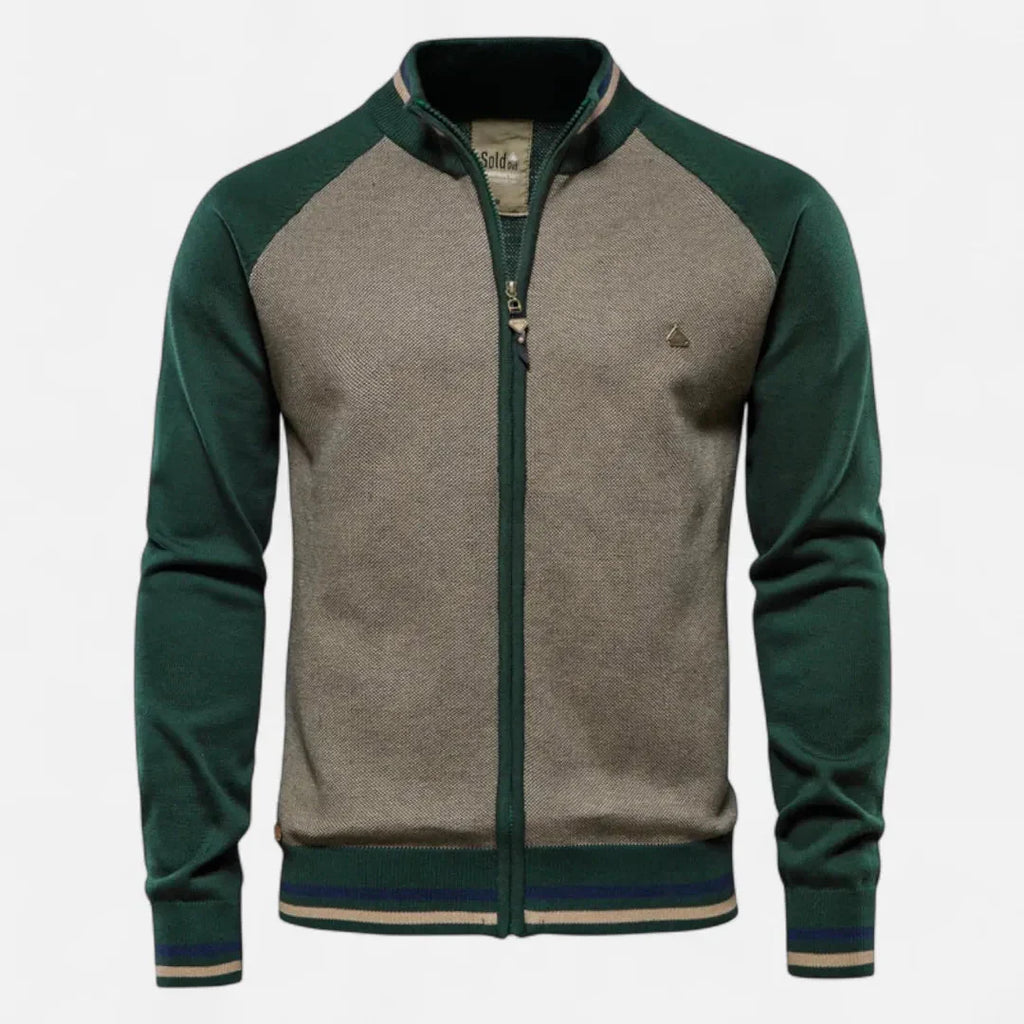 Men's Zip-Up Knit Raglan Jacket Green