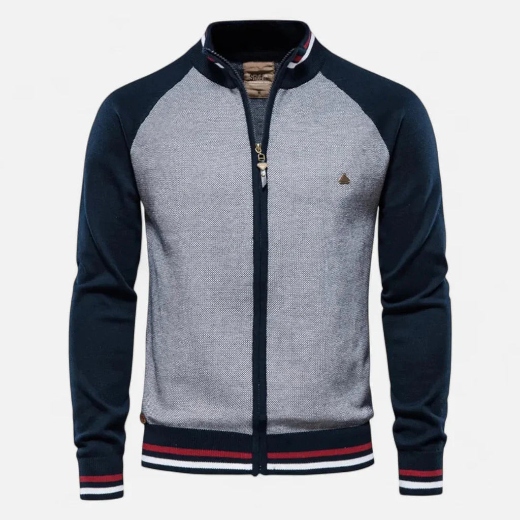 Men's Zip-Up Knit Raglan Jacket Navy