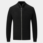 Men's Ribbed Zip Sweater - Stylish & Comfortable Black