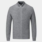 Men's Ribbed Zip Sweater - Stylish & Comfortable Gray