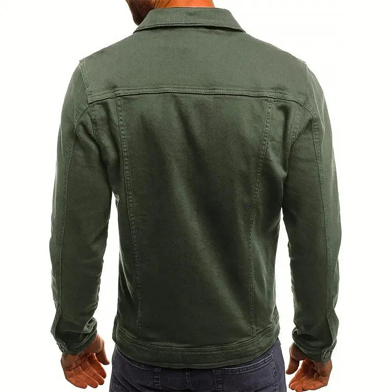 Men's Slim-Fit Denim Jacket with Buttons-MODAUTLET