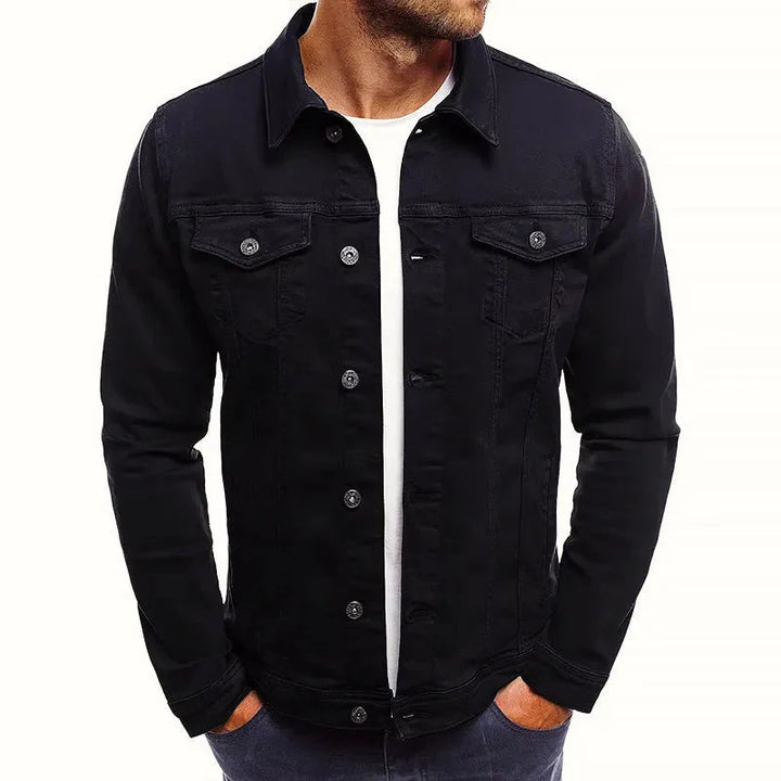 Men's Slim-Fit Denim Jacket with Buttons-MODAUTLET