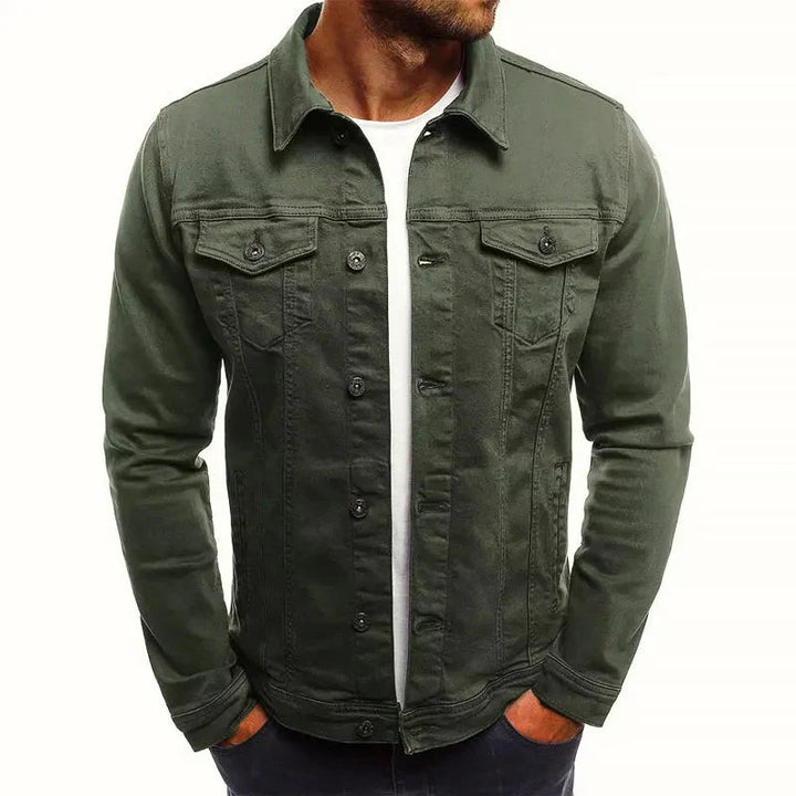 Men's Slim-Fit Denim Jacket with Buttons-MODAUTLET
