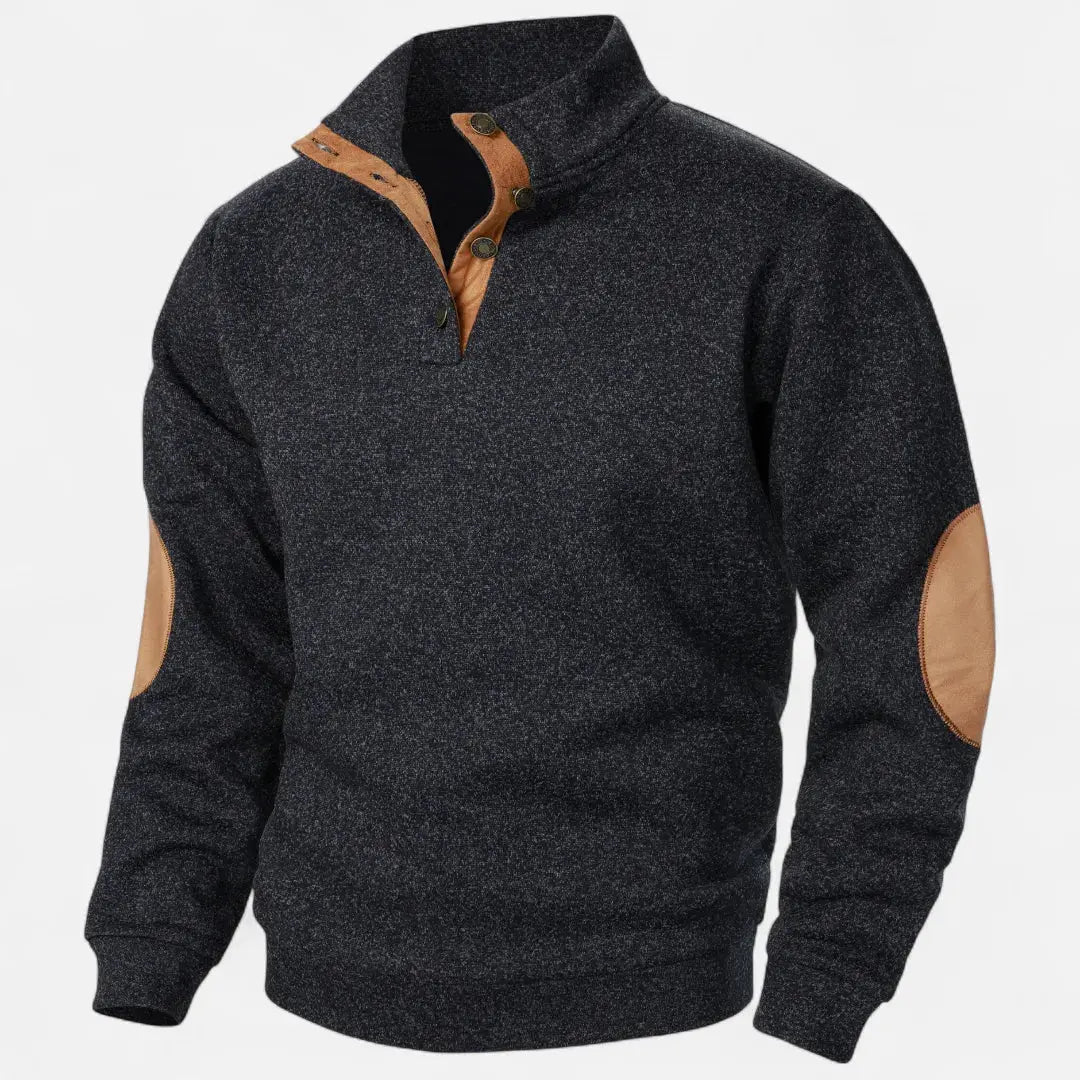 Men's Stand-Collar Knit Sweater - Stylish & Comfortable Black