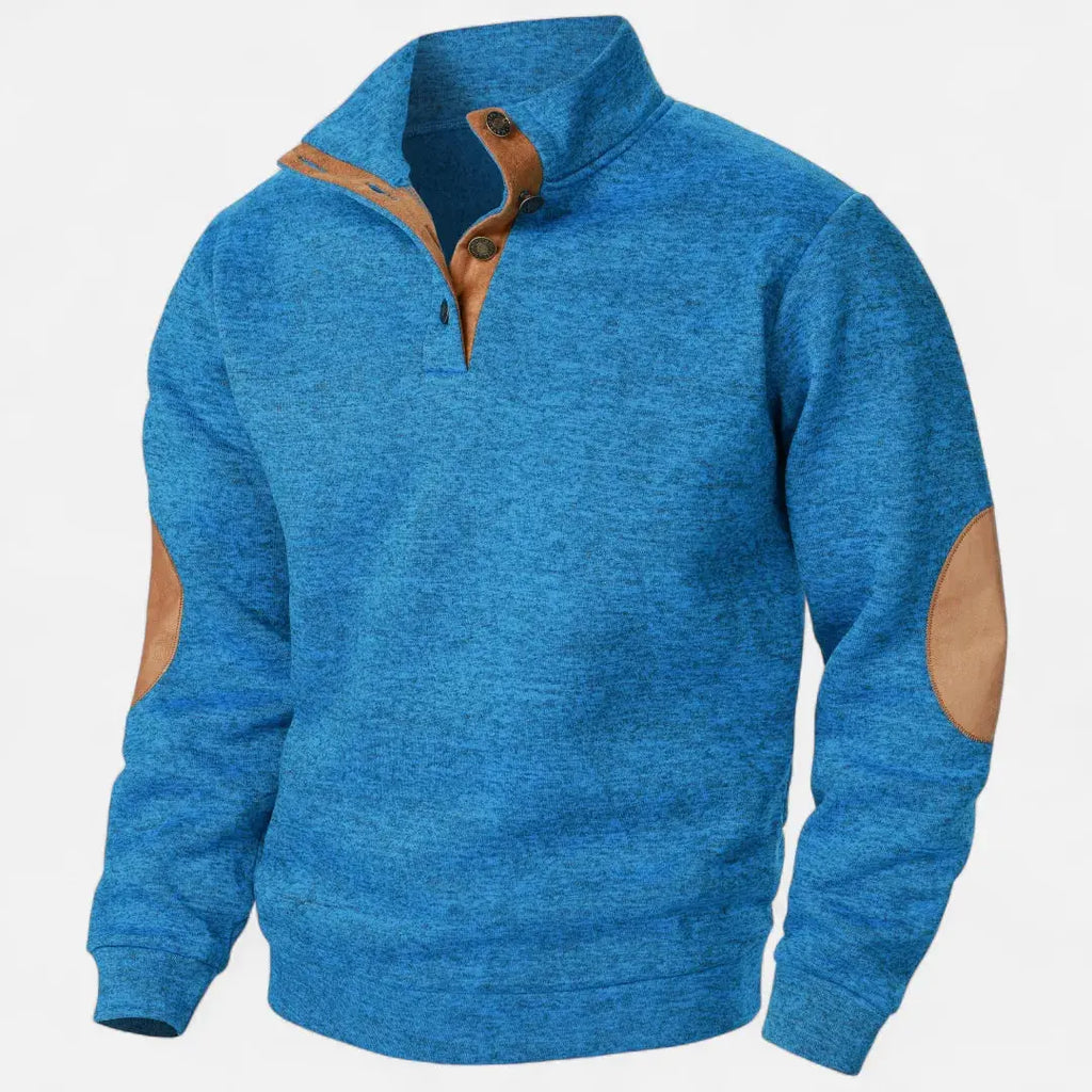 Men's Stand-Collar Knit Sweater - Stylish & Comfortable Blue