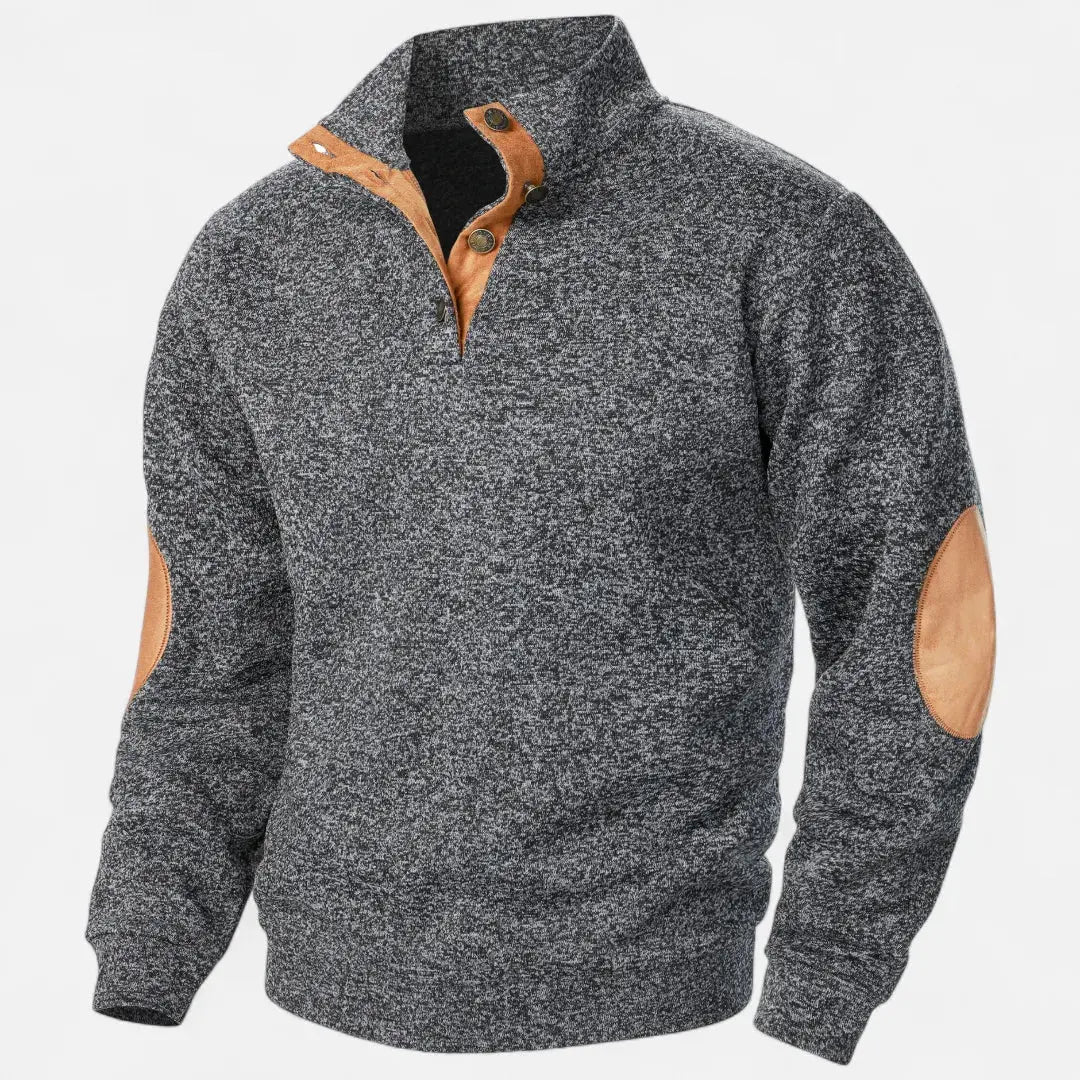 Men's Stand-Collar Knit Sweater - Stylish & Comfortable Charcoal