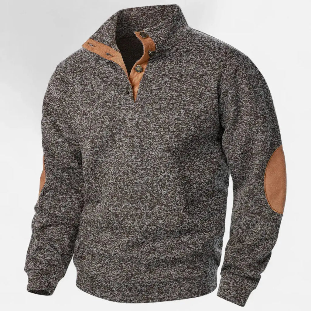 Men's Stand-Collar Knit Sweater - Stylish & Comfortable Coffee