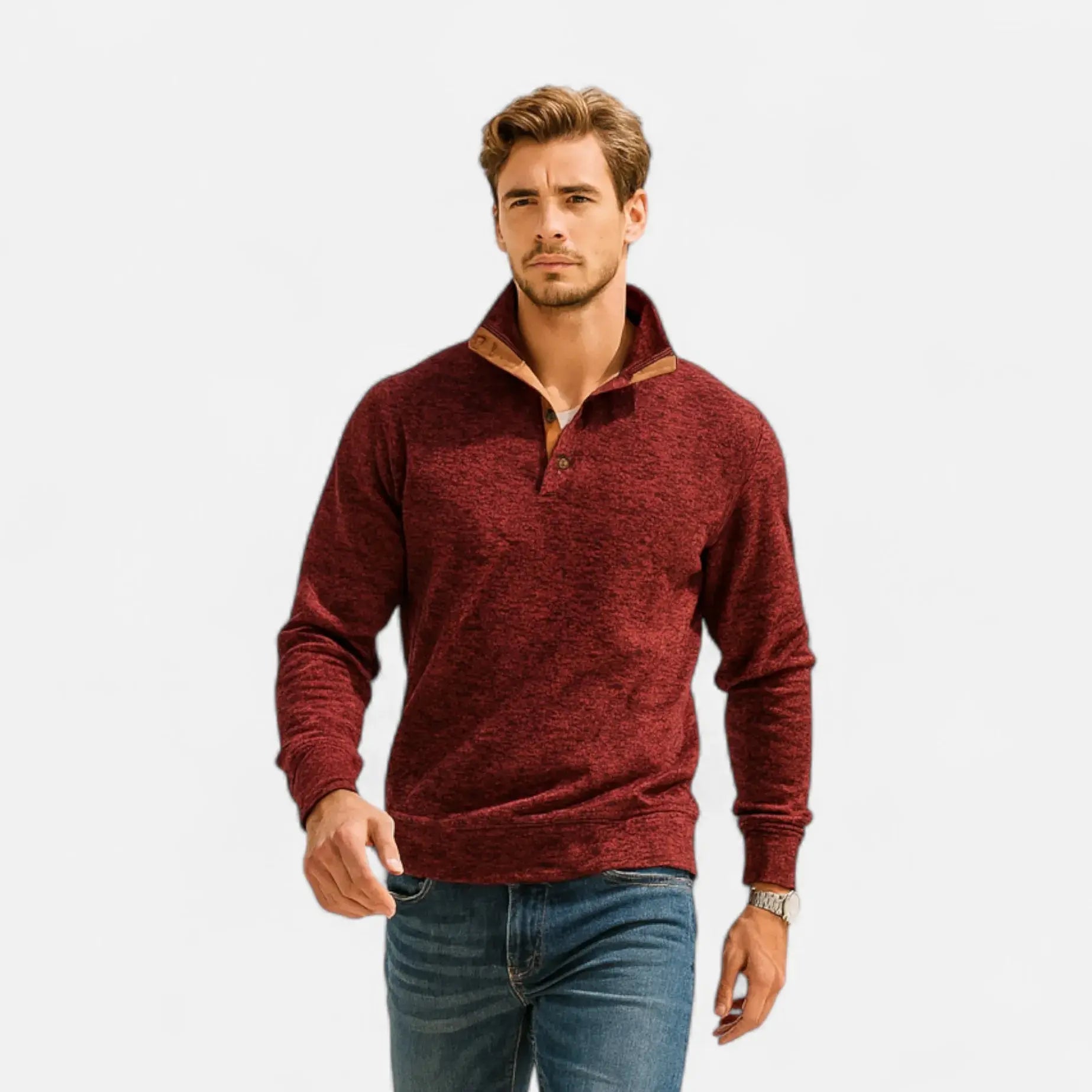 Men's Stand-Collar Knit Sweater - Stylish & Comfortable