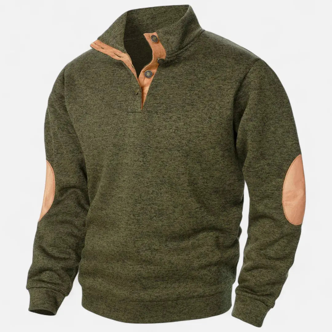 Men's Stand-Collar Knit Sweater - Stylish & Comfortable Olive