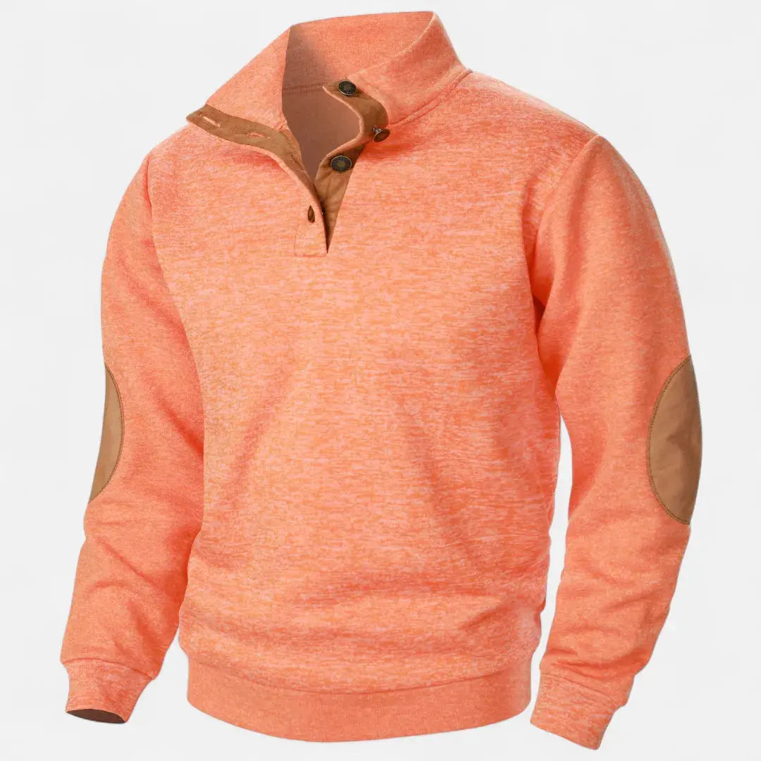 Men's Stand-Collar Knit Sweater - Stylish & Comfortable Orange