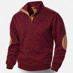 Men's Stand-Collar Knit Sweater - Stylish & Comfortable Burgundy