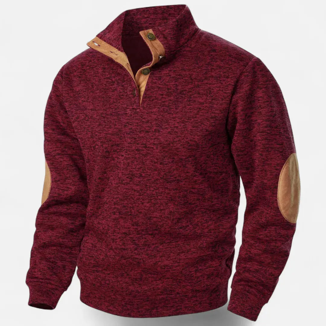 Men's Stand-Collar Knit Sweater - Stylish & Comfortable Burgundy