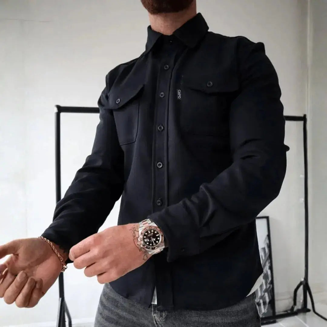 Men's Casual Structured Button-Up Overshirt-MODAUTLET