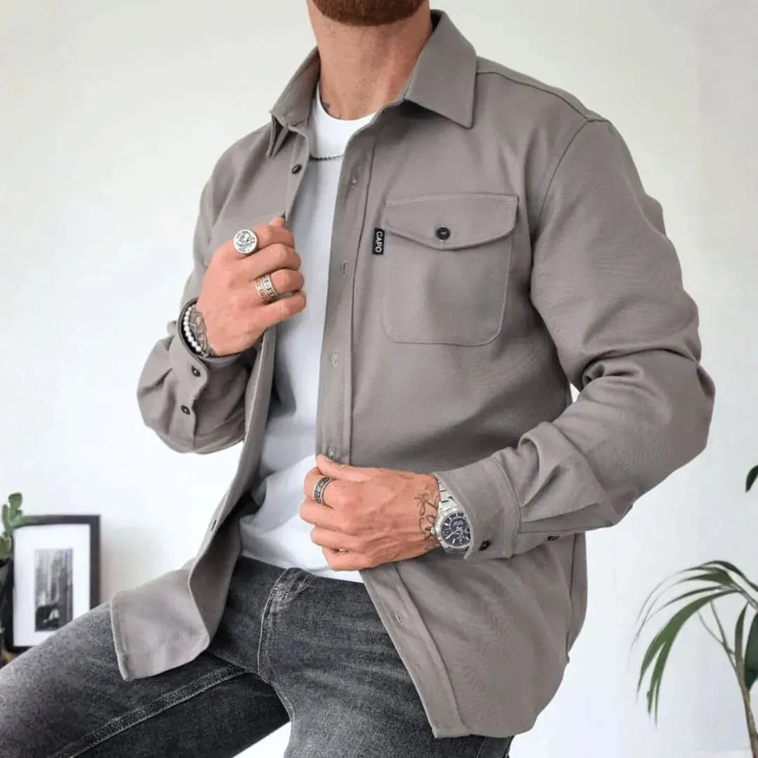 Men's Casual Structured Button-Up Overshirt-MODAUTLET