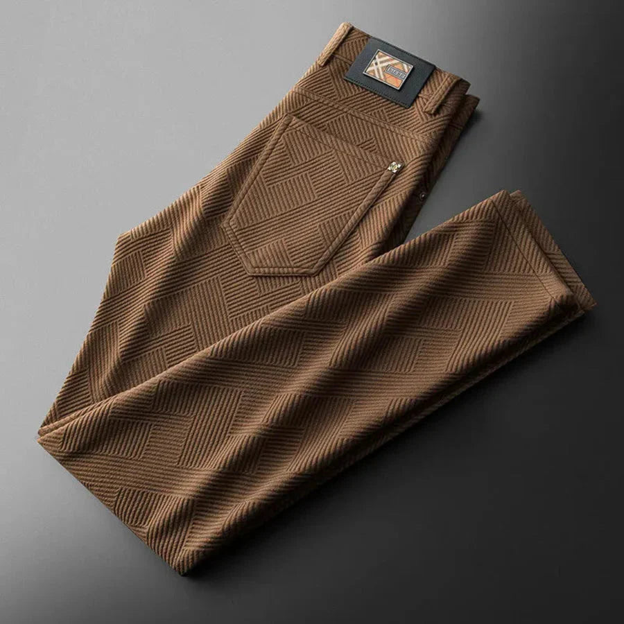 Men's Stretch Jacquard Textured Pants Brown