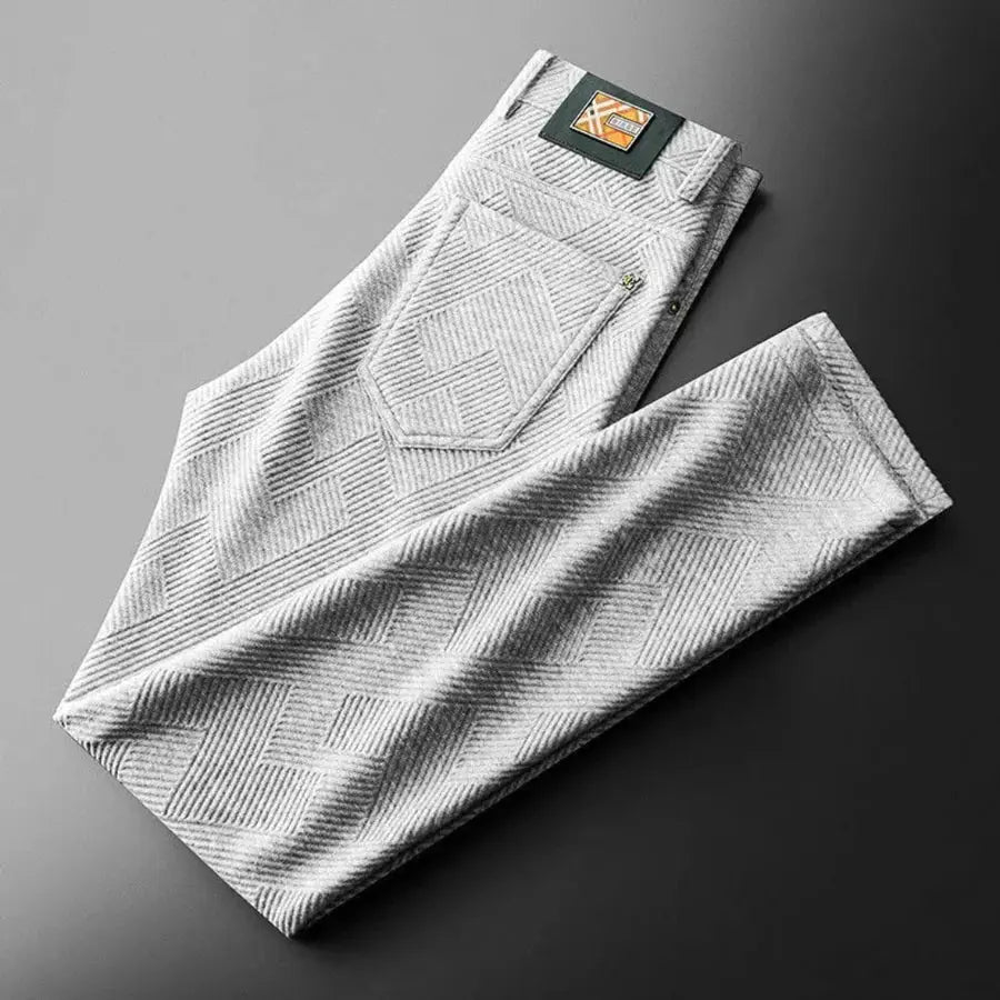 Men's Stretch Jacquard Textured Pants White