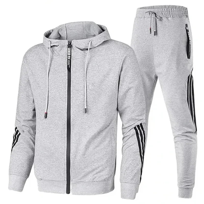 Men's Stylish Two-Piece Tracksuit Set Gray