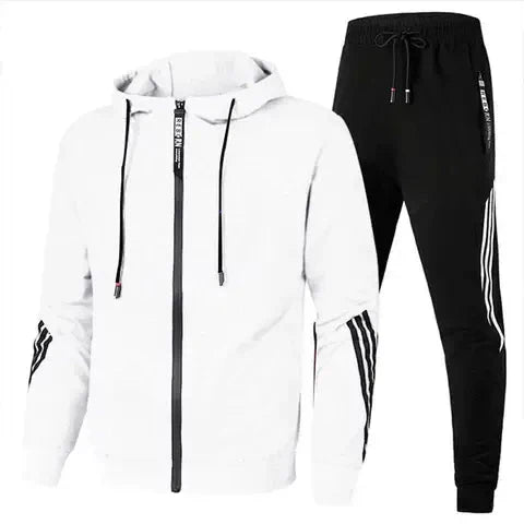 Men's Stylish Two-Piece Tracksuit Set White