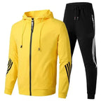 Men's Stylish Two-Piece Tracksuit Set Yellow
