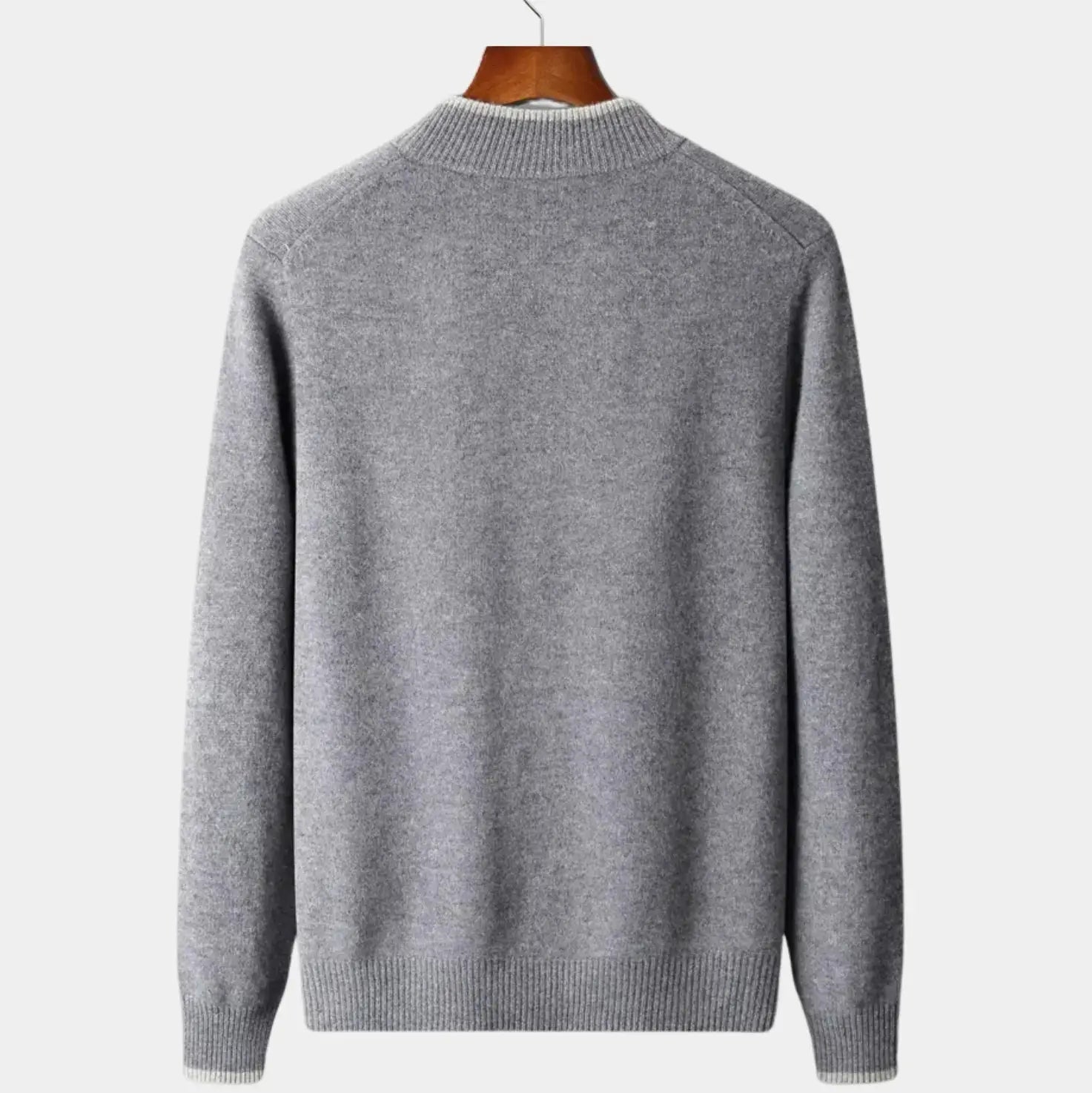 Men's Two-Tone Merino Wool Full-Zip Sweater