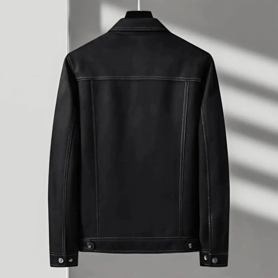 Vintage Button-Front Suede Jacket for Men-MODAUTLET