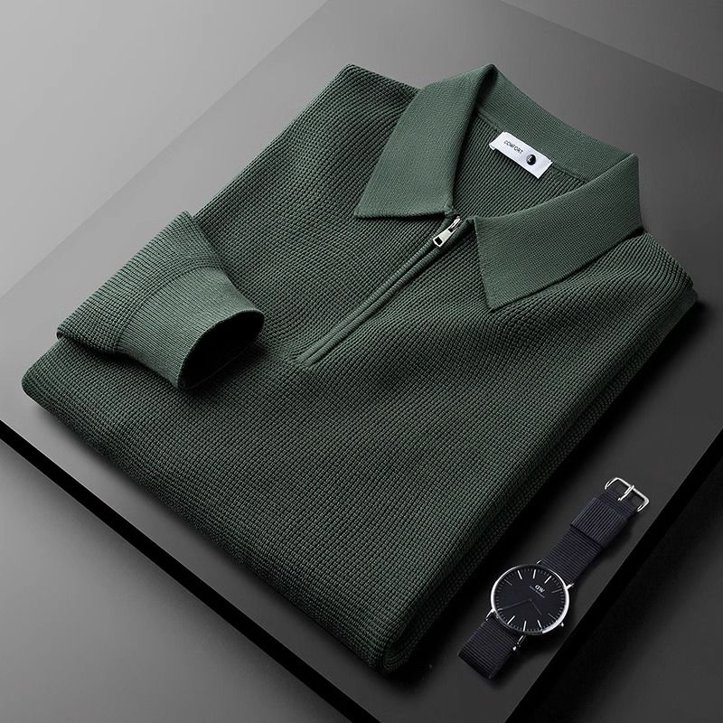 Men's 1/4 Zip Sweater - Cayo Style Green