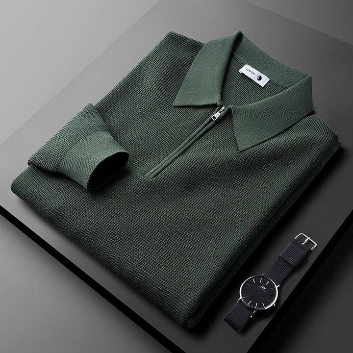 Men's 1/4 Zip Sweater - Cayo Style Green