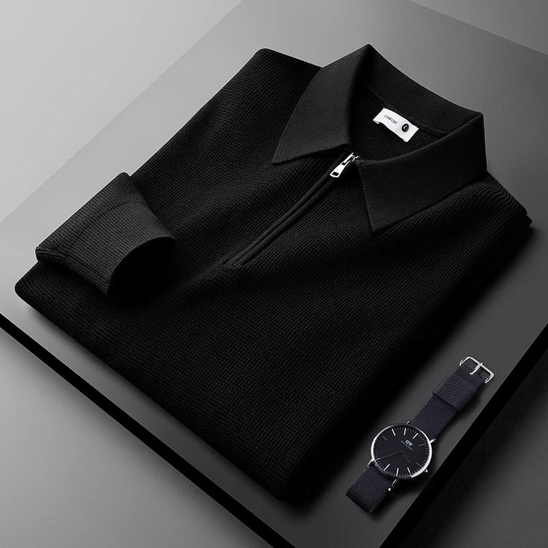 Men's 1/4 Zip Sweater - Cayo Style Black