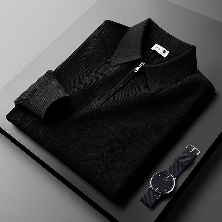 Men's 1/4 Zip Sweater - Cayo Style Black