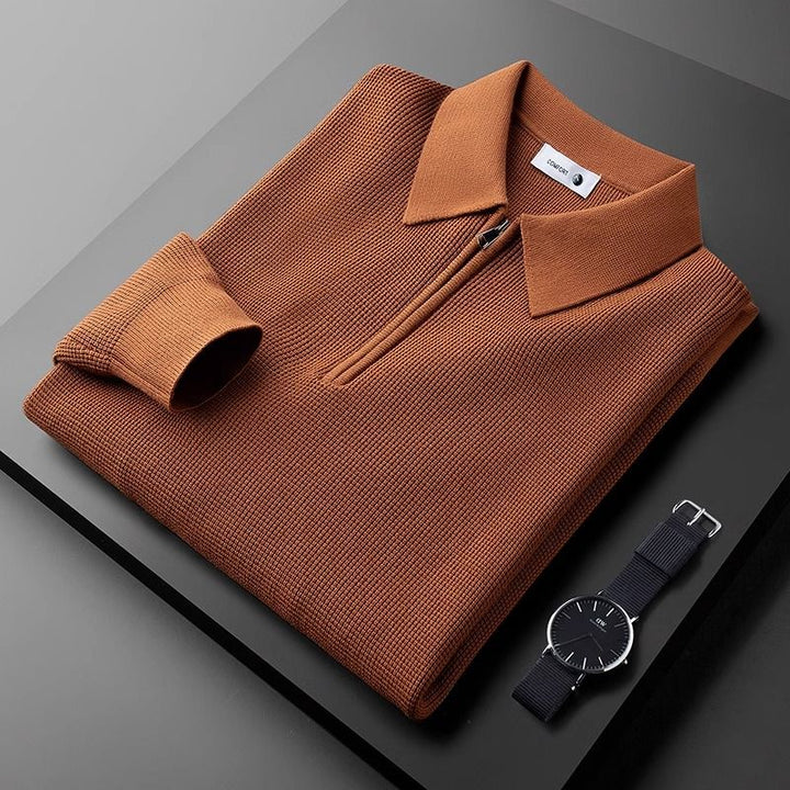 Men's 1/4 Zip Sweater - Cayo Style Brown
