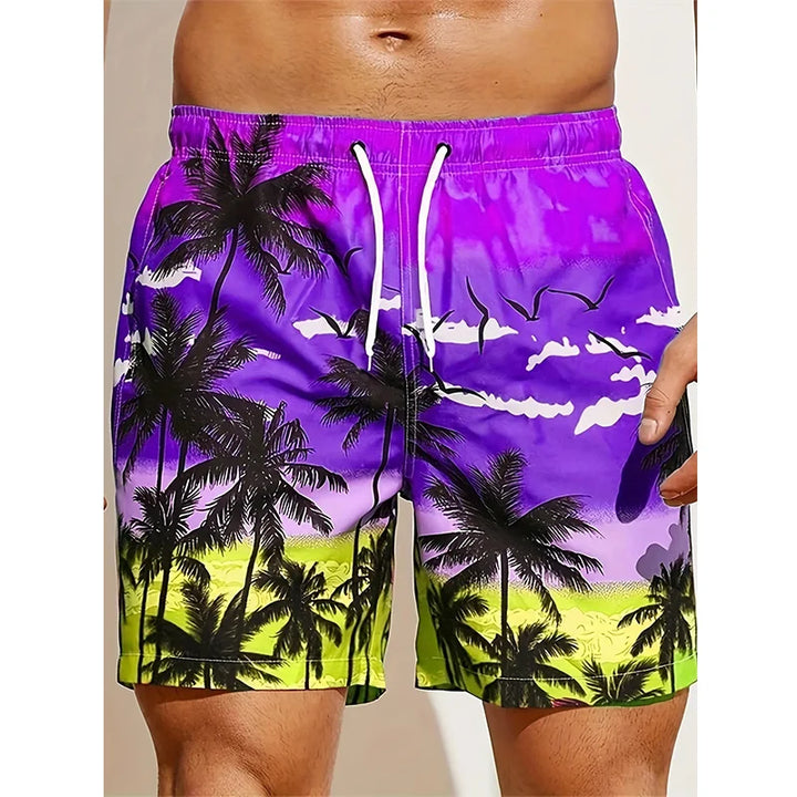 Men's 3D Coconut Tree Print Beach Shorts DK2024WF1543