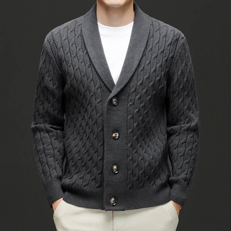 Men's Cable Knit Cardigan Grey