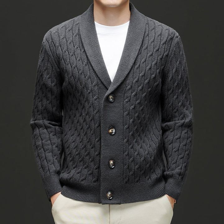 Men's Cable Knit Cardigan Grey