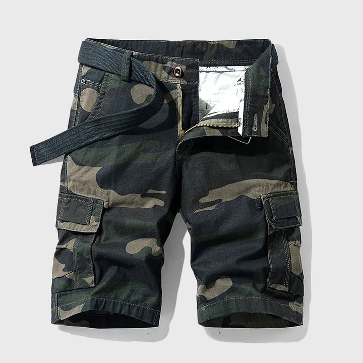 Men's Camo Cargo Shorts with Belt - Outdoor Utility Wear-MODAUTLET