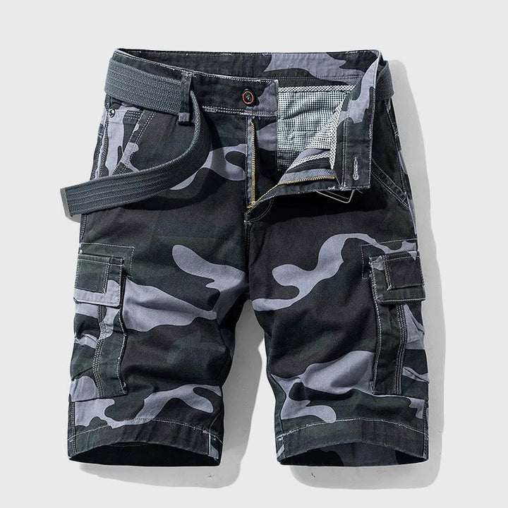Men's Camo Cargo Shorts with Belt - Outdoor Utility Wear-MODAUTLET