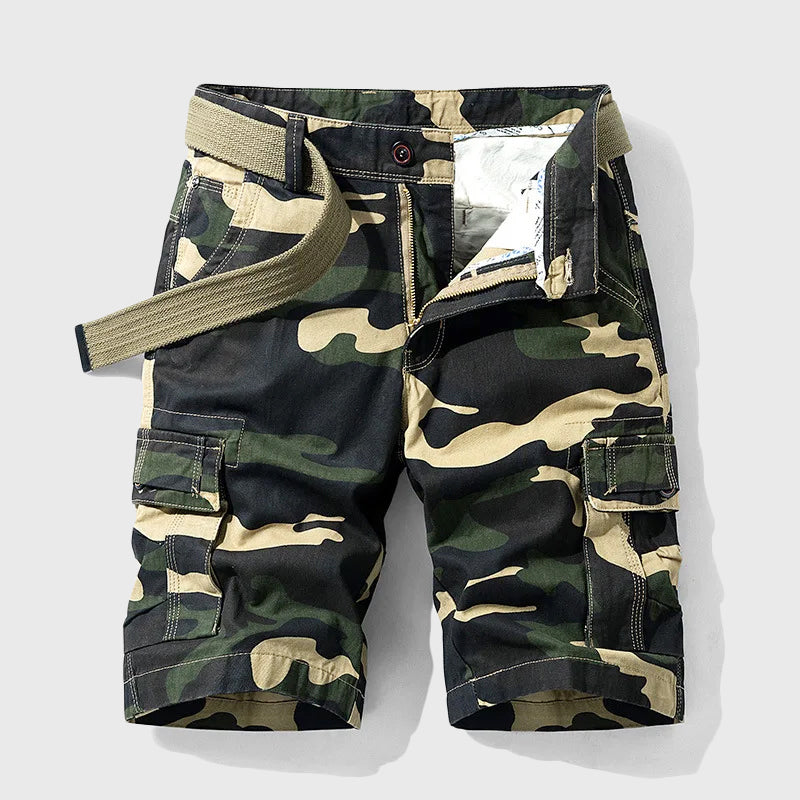 Men's Camo Cargo Shorts with Belt - Outdoor Utility Wear-MODAUTLET