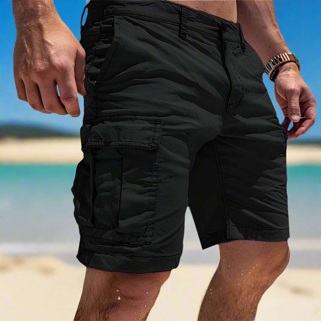 Men's Cargo Short Pants Made from High-Quality Cotton Black
