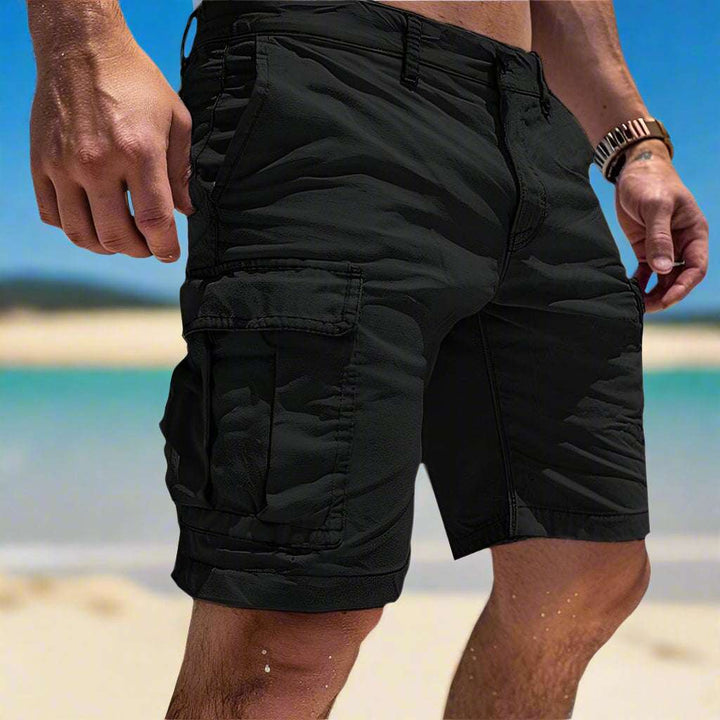 Men's Cargo Short Pants Made from High-Quality Cotton Black